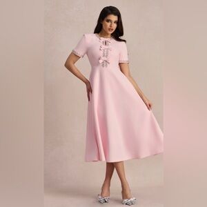 Zoe Bowknot Crystal-embellished Midi Dress